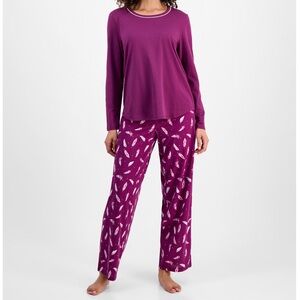 Charter Club Magenta Feather Print Pajama Set